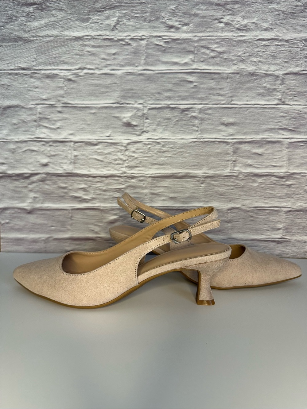 Nude color kitten heels